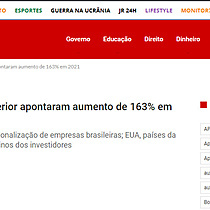 Aquisies brasileiras no exterior apontaram aumento de 163% em 2021